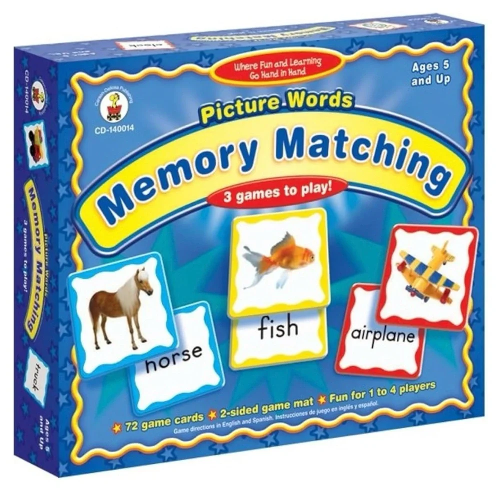 NEW Picture Words: Memory Matching w/Three Levels Of Words, Educational, Ages 5+